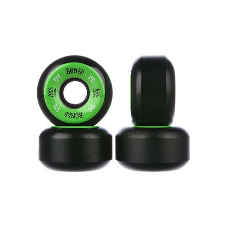 Bones Wheels 100 's V5, color negro y verde – Juego de ruedas para skateboard (54 mm) 100 A (4 unidades)